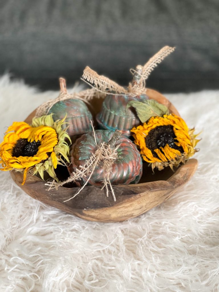 Beautiful Patina Pumpkins from Old Vintage Jell-O Molds for Fall